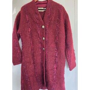 Vtg Imperial Coat Womens M Mohair Wool Red Boho Warm Winter Overcoat Peacoat